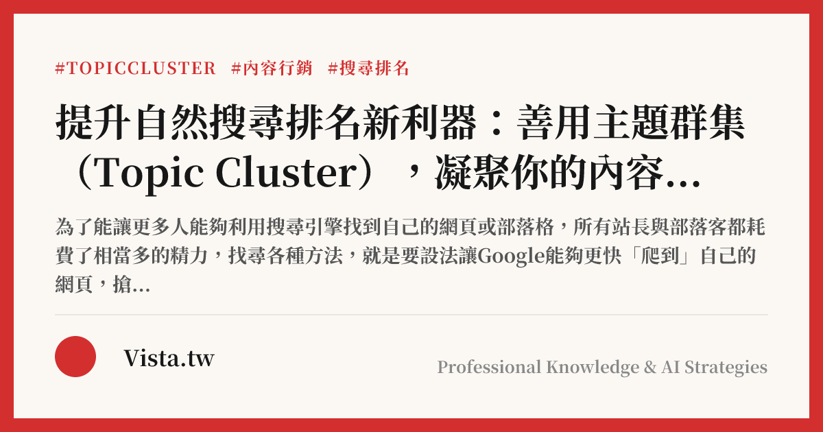 提升自然搜尋排名新利器：善用主題群集（Topic Cluster），凝聚你的內容力