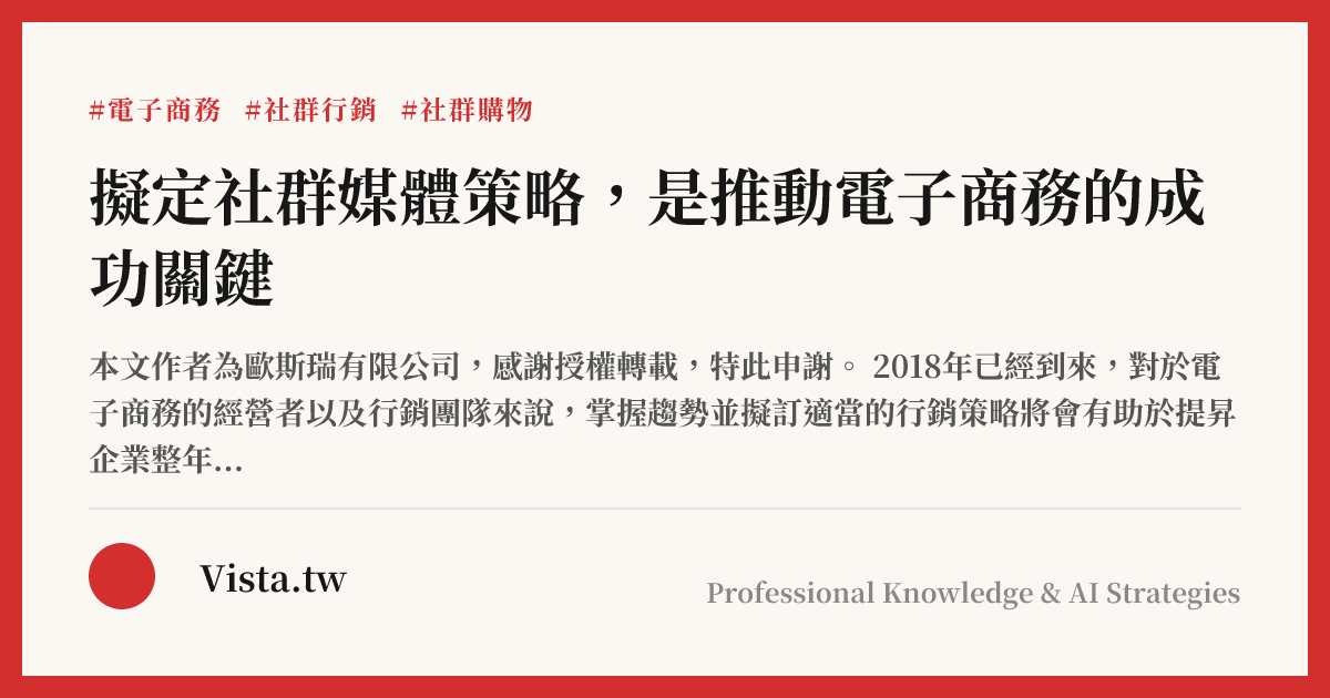 擬定社群媒體策略，是推動電子商務的成功關鍵