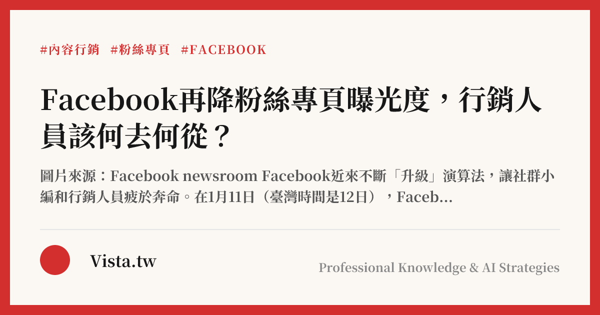 Facebook再降粉絲專頁曝光度，行銷人員該何去何從？