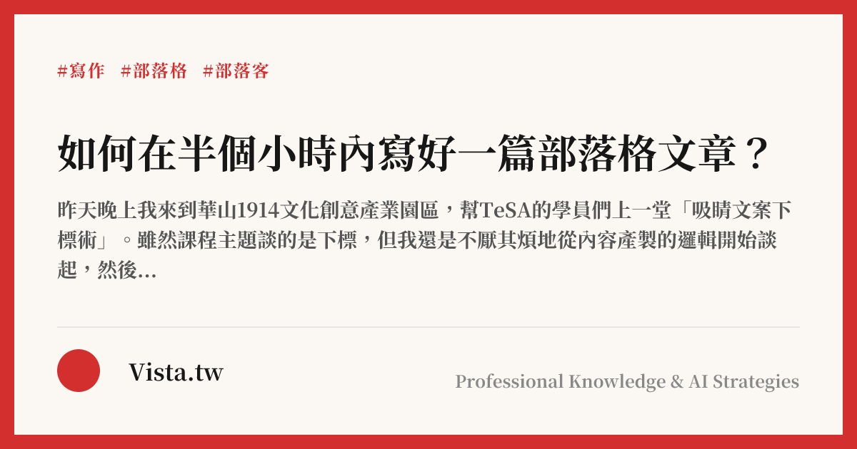 如何在半個小時內寫好一篇部落格文章？