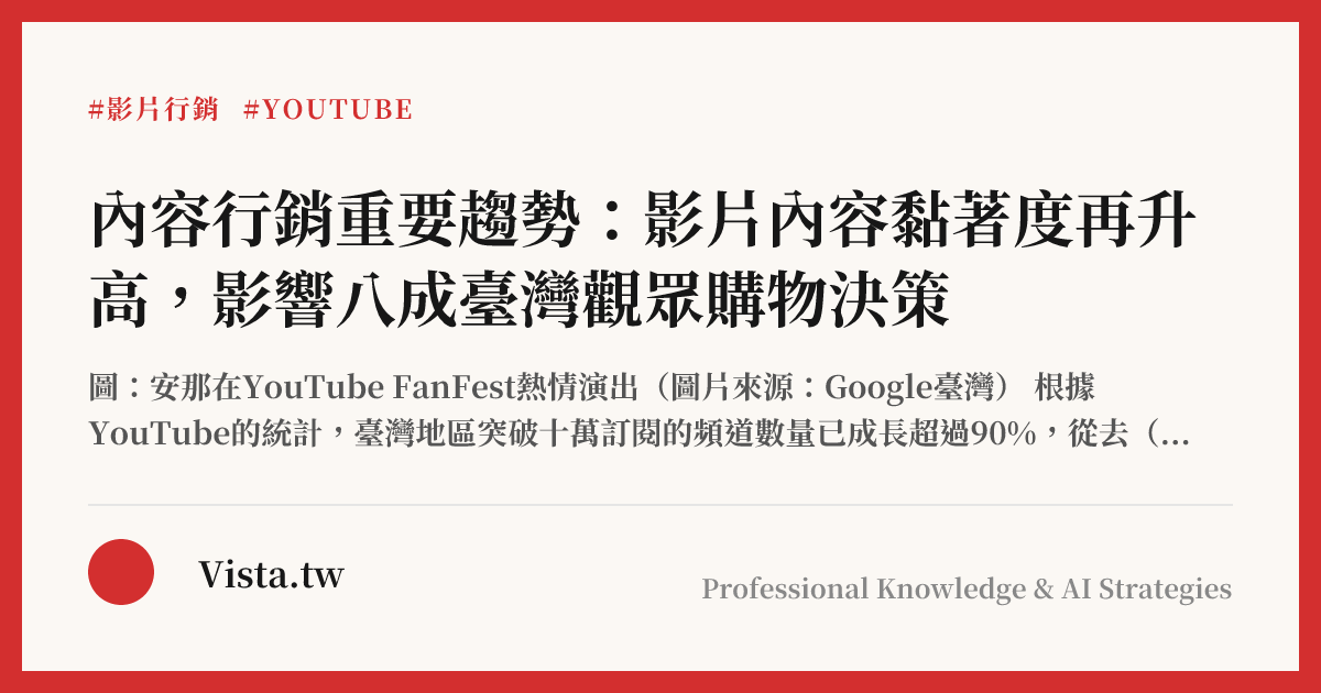 內容行銷重要趨勢：影片內容黏著度再升高，影響八成臺灣觀眾購物決策