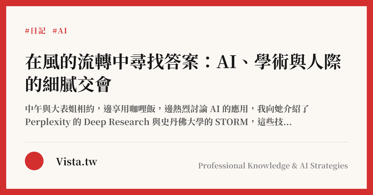 在風的流轉中尋找答案：AI、學術與人際的細膩交會