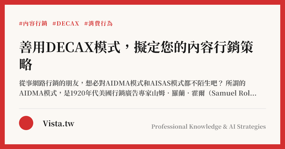 善用DECAX模式，擬定您的內容行銷策略