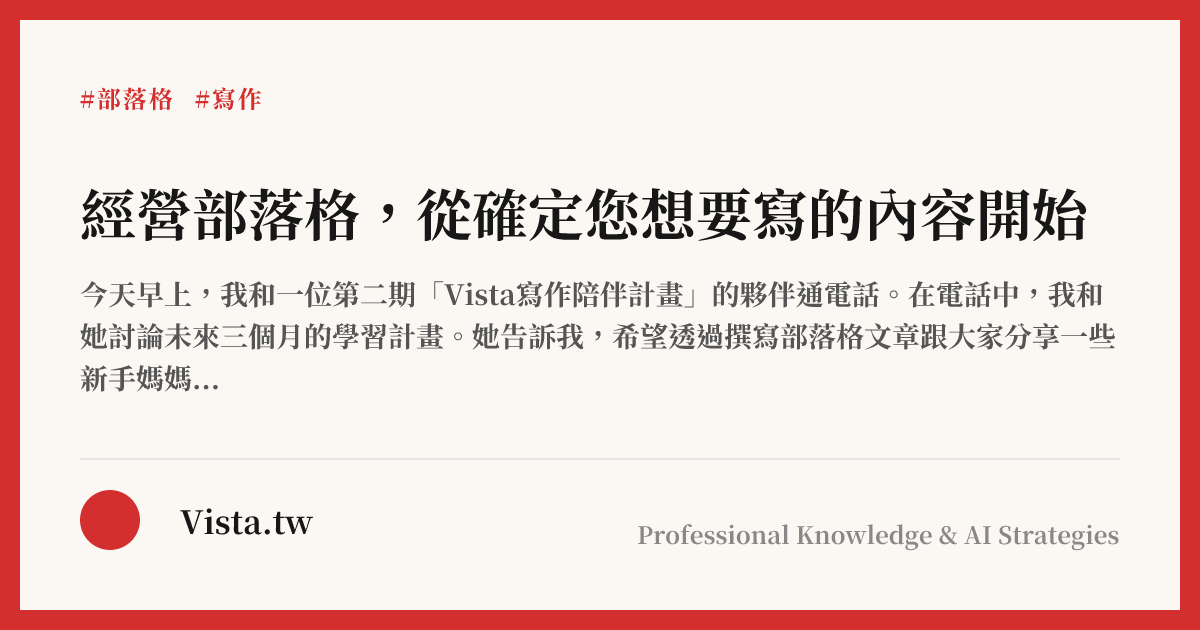 經營部落格，從確定您想要寫的內容開始