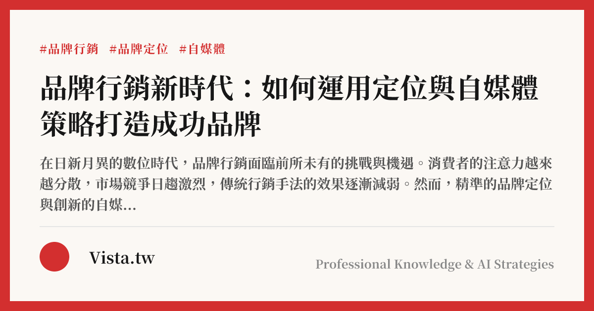 品牌行銷新時代：如何運用定位與自媒體策略打造成功品牌