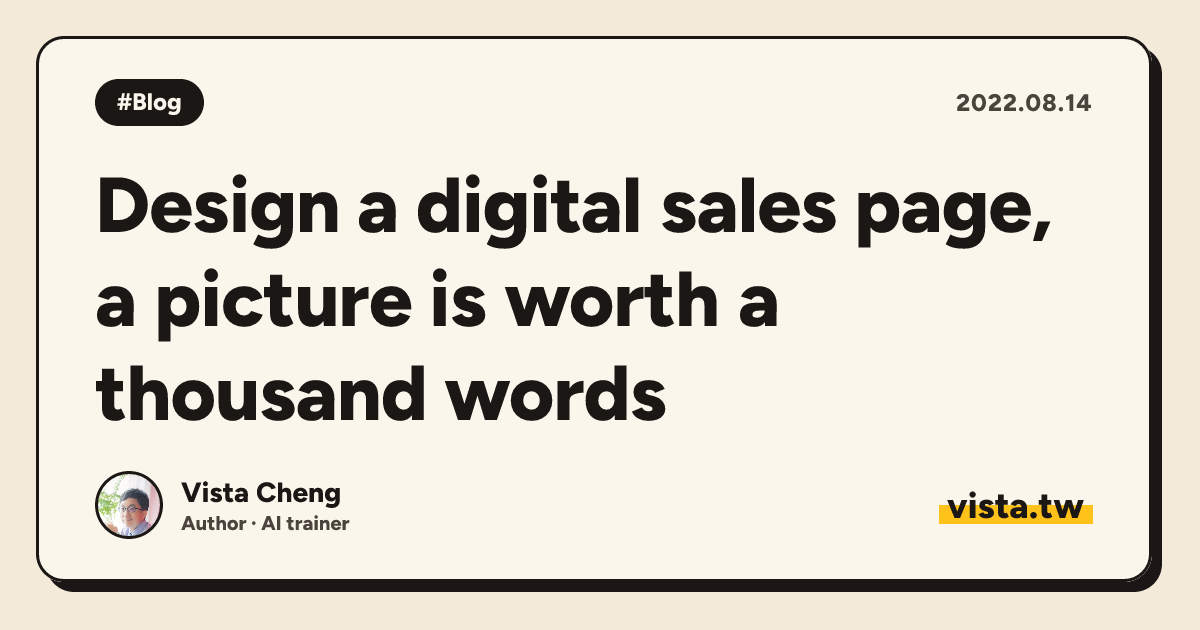 Design a digital sales page, a picture is worth a thousand words