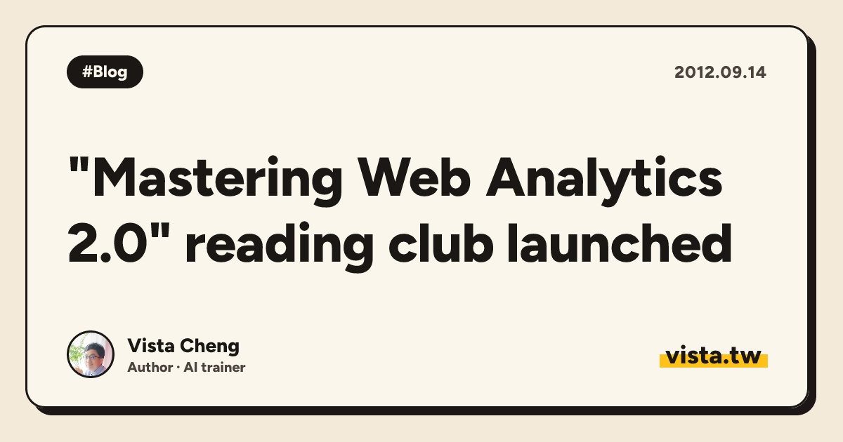 "Mastering Web Analytics 2.0" reading club launched