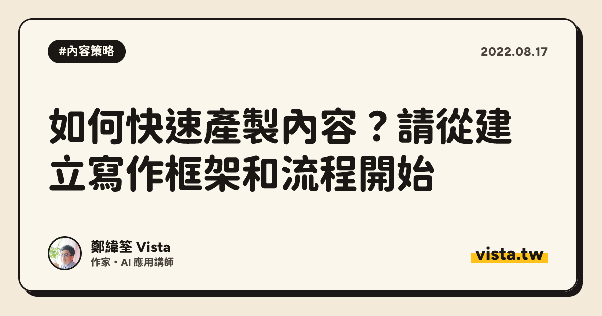 如何快速產製內容？請從建立寫作框架和流程開始