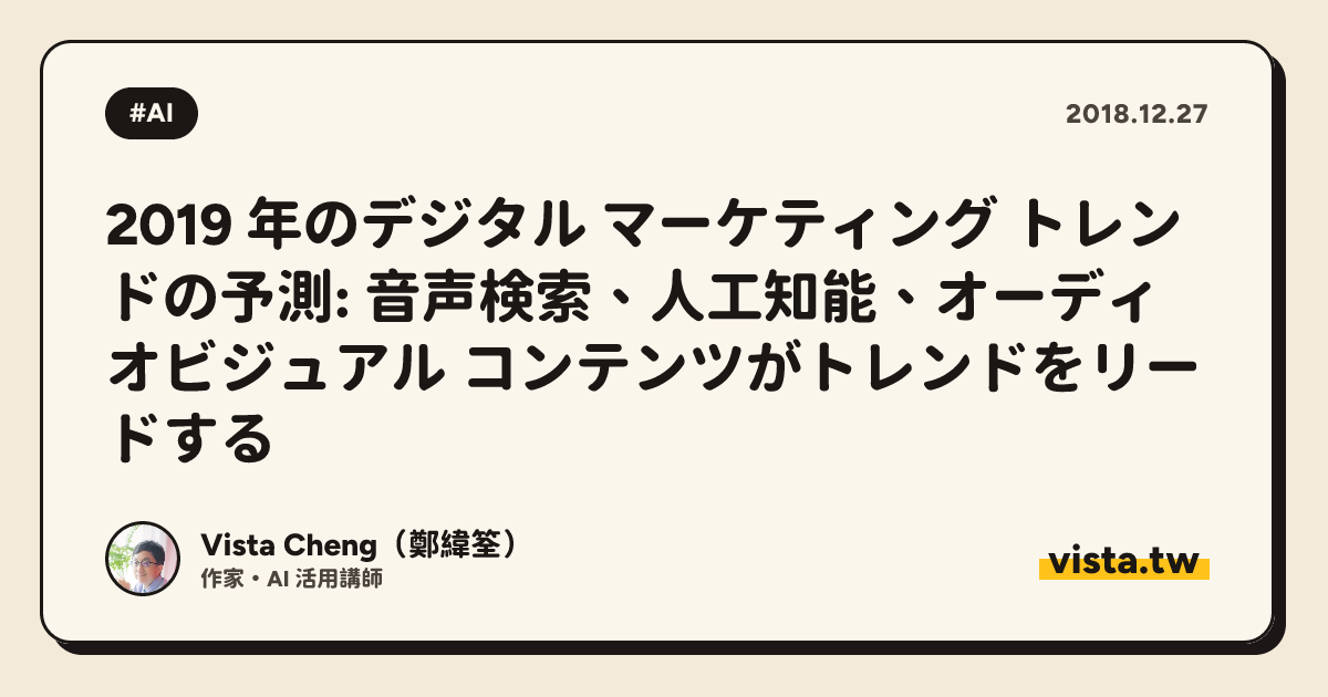 2019 年のデジタル マーケティング トレンドの予測: 音声検索、人工知能、オーディオビジュアル コンテンツがトレンドをリードする