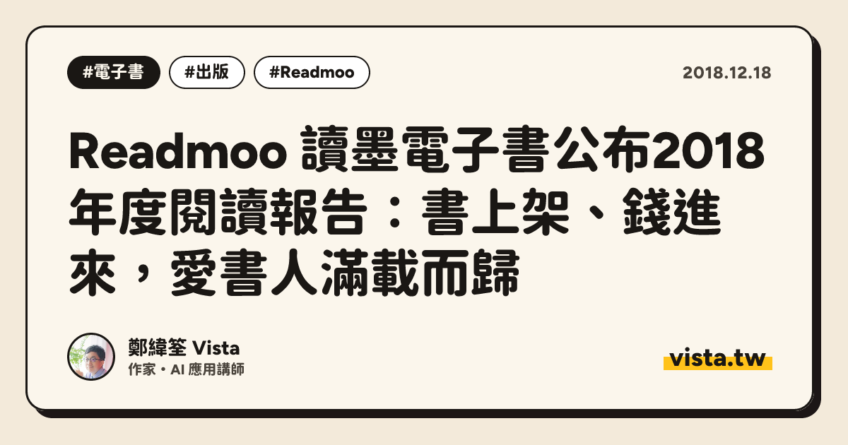 Readmoo 讀墨電子書公布2018年度閱讀報告：書上架、錢進來，愛書人滿載而歸